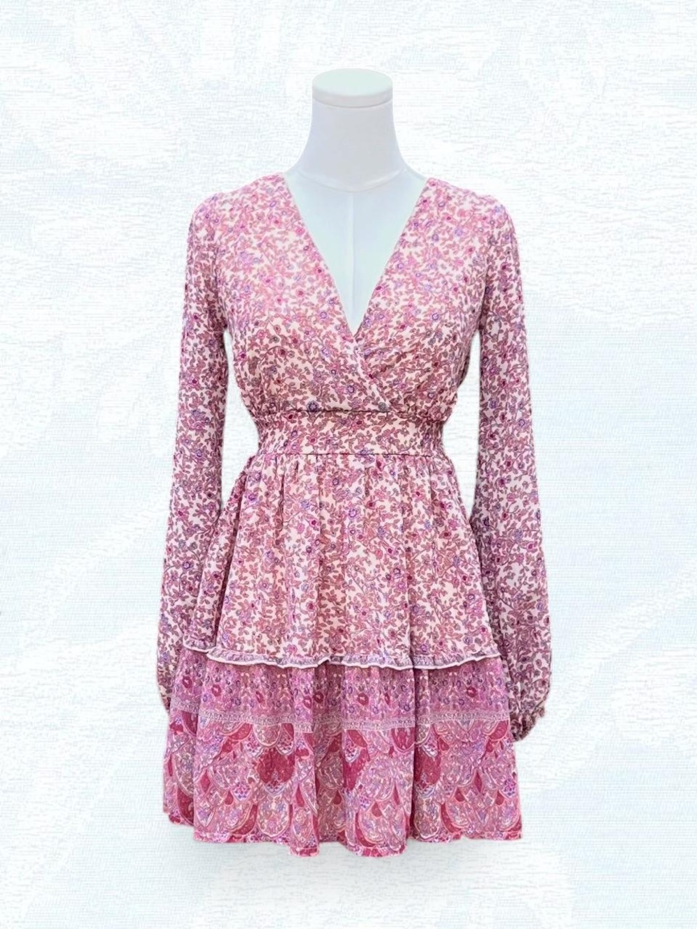 Japna Purple Floral Wrap Mini Dress